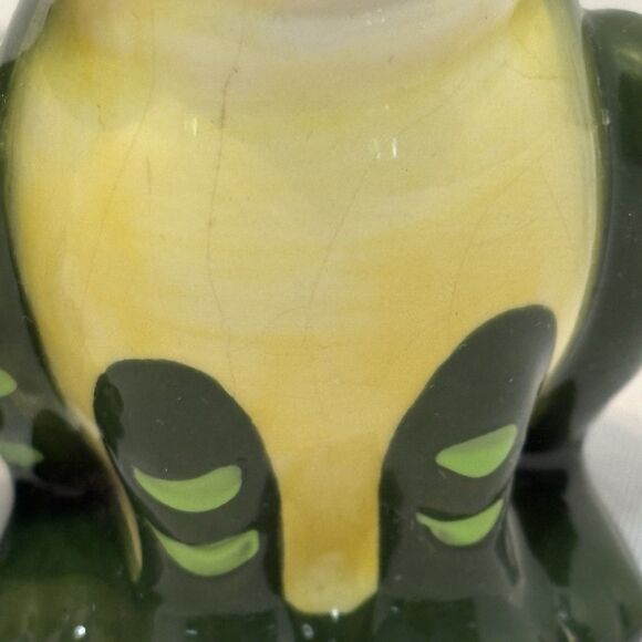 Vintage Frog Salt & Pepper Shakers Ceramic Green Yellow White Toads - Picture 7 of 8